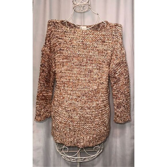 Beautiful WOMEN CHICO’S Chicos Chunky Knit Marled Sweater Brown Knit Bohemian Wo - Picture 1 of 8